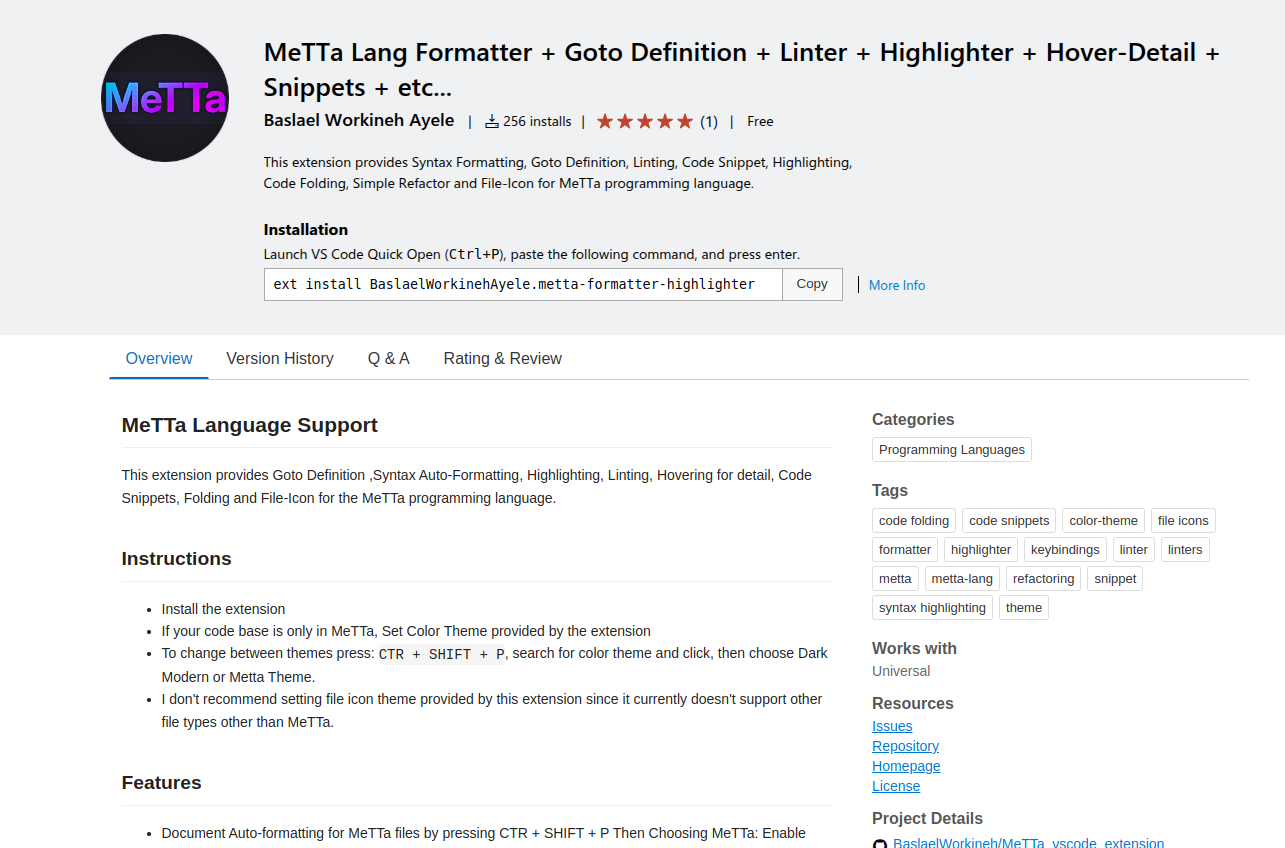 meTTa VS Code Extension